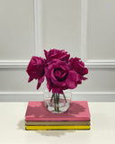 Elegant Real Touch Large Rose Arrangement in Glass Vase