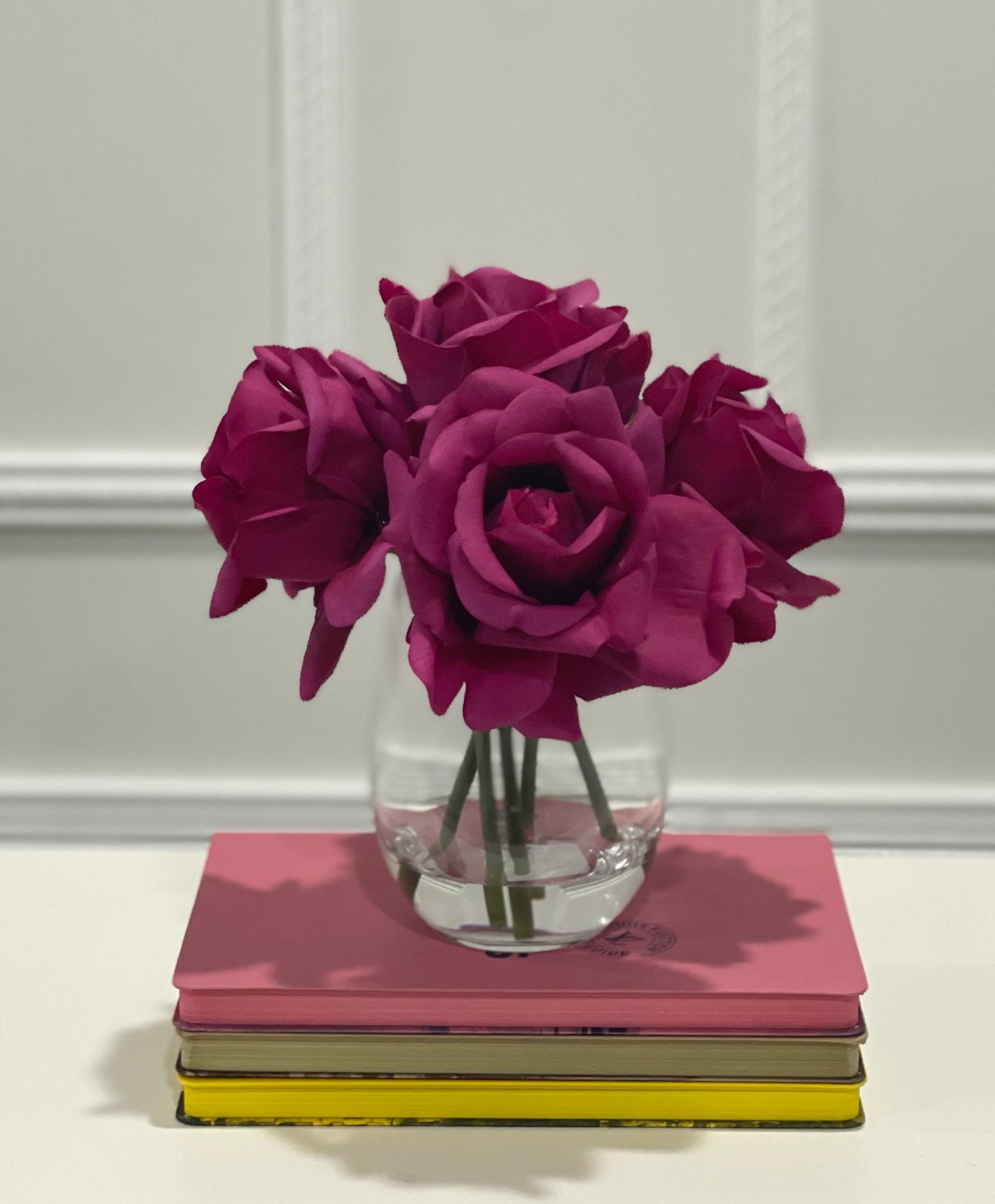 Elegant Real Touch Large Rose Arrangement in Glass Vase - Flovery