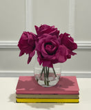 Elegant Real Touch Large Rose Arrangement in Glass Vase