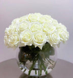 Rose Silk Flower Arrangement-Real Touch Rose Centerpiece-Silk Floral Arrangement-Table Arrangement-Roses in Faux Water-Valentine Arrangement - Flovery
