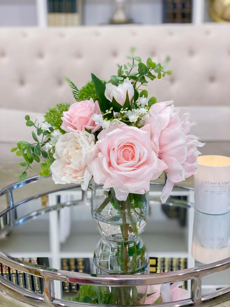 Real Touch Pastel Peony Rose Arrangement - Flovery Main image