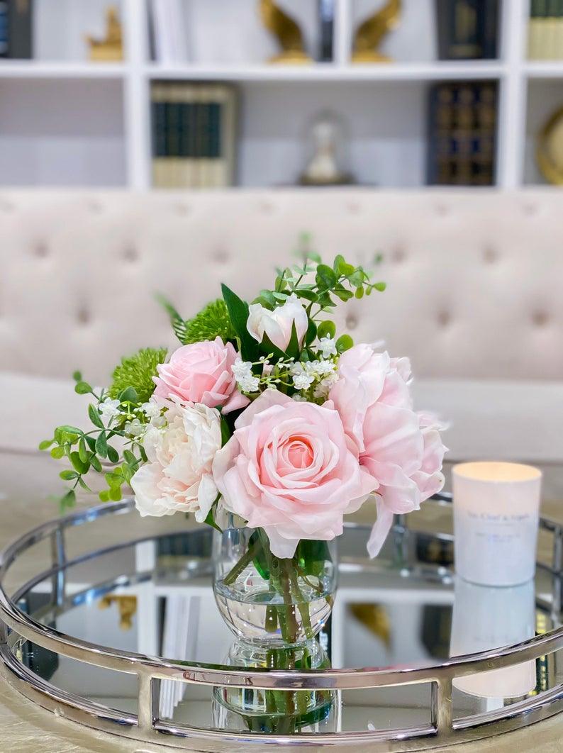 Real Touch Pastel Peony Rose Arrangement Secondary image