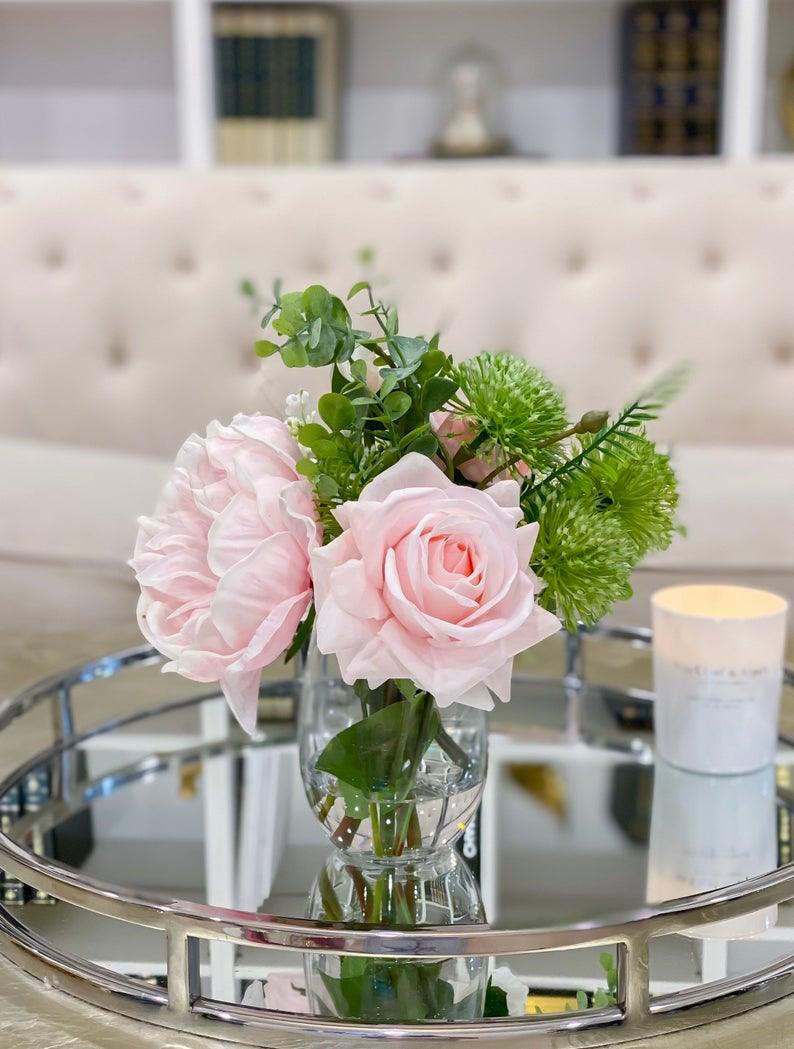 Real Touch Pastel Peony Rose Arrangement - Flovery