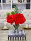 Valentine Flower Arrangement-Floral Arrangement/Centerpiece-Red Arrangement-Real Touch Peony Arrangement-Tall Arrangement - Flovery