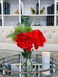 Valentine Flower Arrangement-Floral Arrangement/Centerpiece-Red Arrangement-Real Touch Peony Arrangement-Tall Arrangement - Flovery