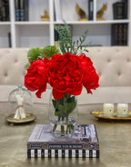 Valentine Flower Arrangement-Floral Arrangement/Centerpiece-Red Arrangement-Real Touch Peony Arrangement-Tall Arrangement - Flovery