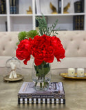 Valentine Flower Arrangement-Floral Arrangement/Centerpiece-Red Arrangement-Real Touch Peony Arrangement-Tall Arrangement - Flovery