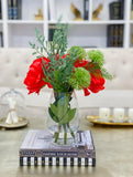 Valentine Flower Arrangement-Floral Arrangement/Centerpiece-Red Arrangement-Real Touch Peony Arrangement-Tall Arrangement - Flovery