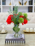 Valentine Flower Arrangement-Floral Arrangement/Centerpiece-Red Arrangement-Real Touch Peony Arrangement-Tall Arrangement - Flovery