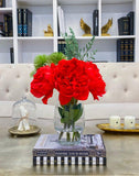 Valentine Flower Arrangement-Floral Arrangement/Centerpiece-Red Arrangement-Real Touch Peony Arrangement-Tall Arrangement - Flovery