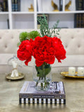 Valentine Flower Arrangement-Floral Arrangement/Centerpiece-Red Arrangement-Real Touch Peony Arrangement-Tall Arrangement - Flovery