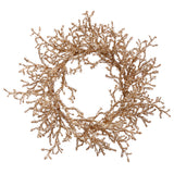 24" Iced/Glittered Plastic Twig Wreath Gold