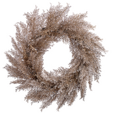24" Snowed Cedar Wreath  Taupe