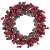 18-in Pine Cone Berry Wreath  Brown Red