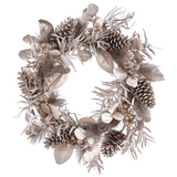 24-in Pine Cone Berry  Eucalyptus Leaf Wreath Gold Tiffany