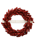 	22-in Pine Cone Happy Holidays Wreath Red