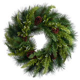 24-in Pine Cone Mixed Pine Wreath Brown Green
