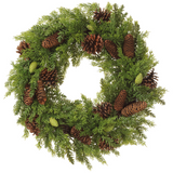 22-in Pine Cone Cedar Pine Wreath Green Brown