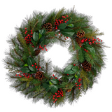 30" Berry/Pine Cone/Pine Wreath Red Brown