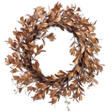 24-in Metallic Magnolia Leaf Wreath Gold