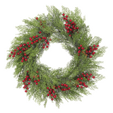 20-in Cedar Wreath With Berry  Green Red