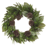 26-in Pine Cone Mixed Pine Wreath Green Brown