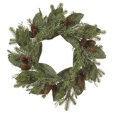 24-in Pine Cone Magnolia Leaf Pine Wreath Green Brown
