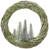 19.5-in Snowed Bottlebrushed Pine Tree Twig Wreath Green