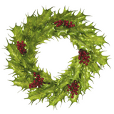 26-in Metallic Holly Wreath With Berry Green Red