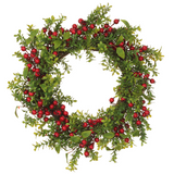 22-in Garden Boxwood Berry Wreath Green Red