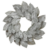 22-in Iced Magnolia Leaf Wreath  Green Ice