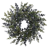 24-in Iced Eucalyptus Wreath  Green