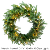 36" New England Pine Wreath x230 With 150 HLED Lights Green