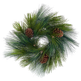 18-in Long Needle Pine Wreath With Pine Cone Green