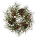 24-in Bottlebrush Pine Pod Cone Wreath Green Mixed