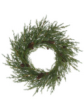 32-in Pine Wreath With Pine Cones Green