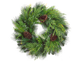24-in Pine Cone Berry Cedar Pine Wreath Green Brown