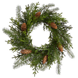 24-in Pine Wreath With Pine Cone Green Brown