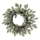 20-in Snowed Pine Wreath With Plastic Pine Cone Green Brown