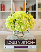 Silk Flower Arrangement-French Hydrangea Centerpiece-Green Silk Hydrangea Arrangement-Hydrangea Centerpiece-Green Faux Floral Arrangement - Flovery