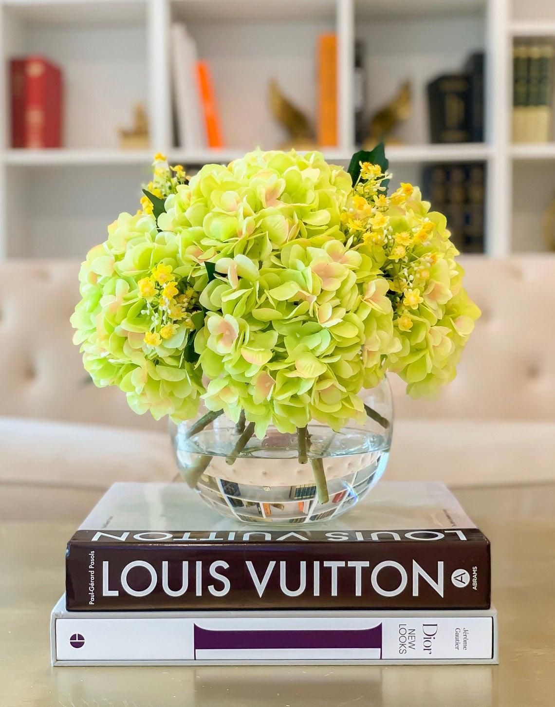 Silk Flower Arrangement-French Hydrangea Centerpiece-Green Silk Hydrangea Arrangement-Hydrangea Centerpiece-Green Faux Floral Arrangement - Flovery