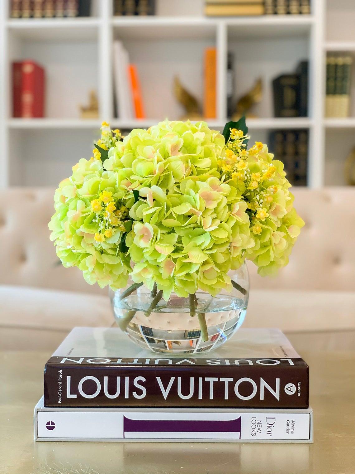 Silk Flower Arrangement-French Hydrangea Centerpiece-Green Silk Hydrangea Arrangement-Hydrangea Centerpiece-Green Faux Floral Arrangement Secondary image