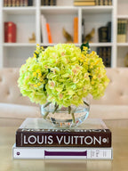 Silk Flower Arrangement-French Hydrangea Centerpiece-Green Silk Hydrangea Arrangement-Hydrangea Centerpiece-Green Faux Floral Arrangement - Flovery