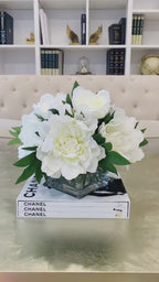 Medium Real Touch Peony Centerpiece in Square Vase