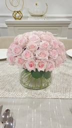 Real Touch Blush Pink Roses French Country Centerpiece