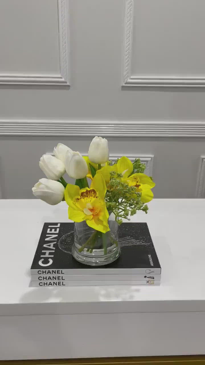 Real Touch Tulips and Orchids French Country Arrangement.