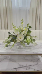 Large Real Touch Silk White Magnolia in A Goblet Glass Vase