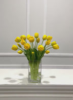 Peony Tulip Arrangement in Square Glass Vase