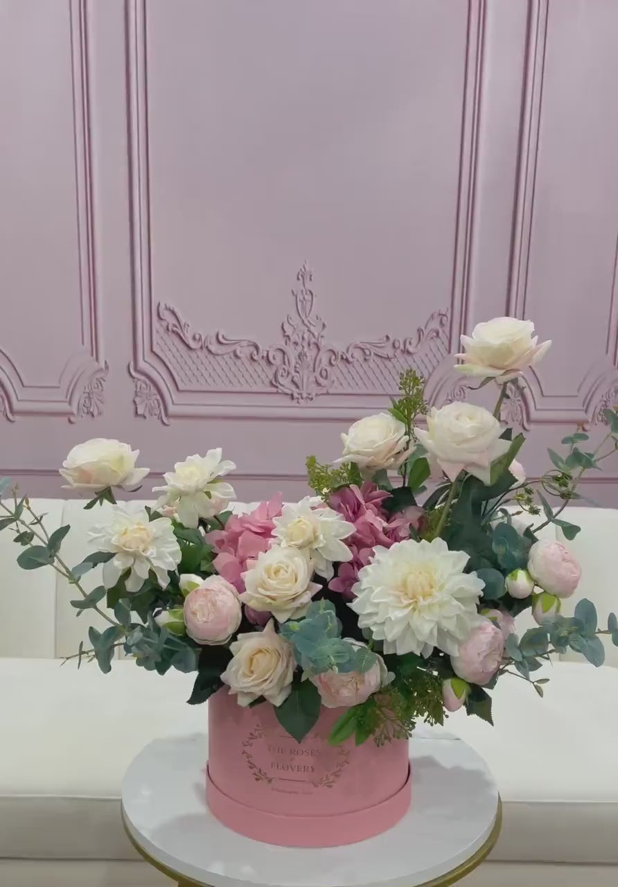 Pink Faux Floral Centerpiece In Flovery Signature Box