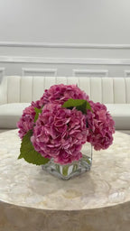 Real Touch Hydrangea Large Arrangement In Glass Vase